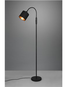 Tommy piantana nera flessibile con paralume nero e oro h.130cm