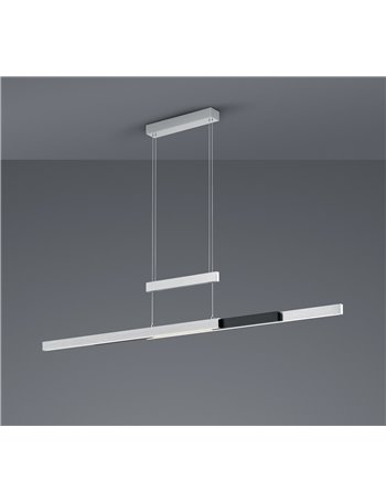 Trajan sospensione led alluminio e nero allungabile estensibile intensita' dimmerabile luce calda e fredda a bi-emissione l. 150
