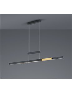 Trajan sospensione led nero e ottone allungabile estensibile intensita' dimmerabile luce calda e fredda a bi-emissione l. 150cm