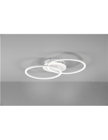 Venida plafoniera led doppio cerchio bianco con luce centrale regolazione intensita' interruttore l.58cm