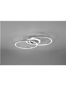 Venida plafoniera led doppio cerchio cromato con luce centrale regolazione intensita' interruttore l.58cm
