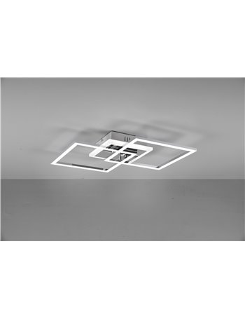 Venida plafoniera led doppio quadrato cromato con luce centrale regolazione intensita' interruttore l.58cm