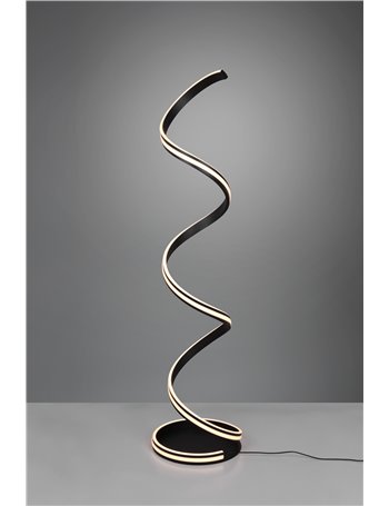 Yara piantana led nera con regolazione luce calda - naturale e dimmerazione con interruttoe a parete h. 150cm