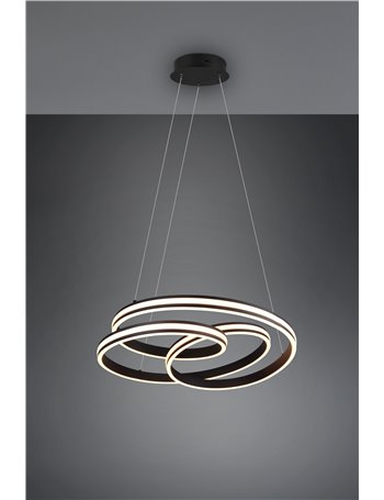 Yara sospensione led nera con regolazione luce calda - naturale e dimmerazione con interruttoe a parete d. 60cm
