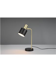 Adam lampada da tavolo metallo ottone satinato e nero h. 42cm