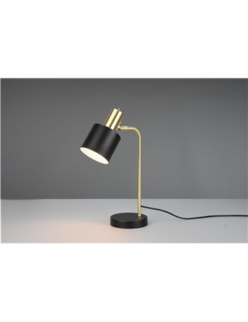 Adam lampada da tavolo metallo ottone satinato e nero h. 42cm