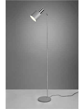 Adam piantana metallo cromo e grigio h. 150cm