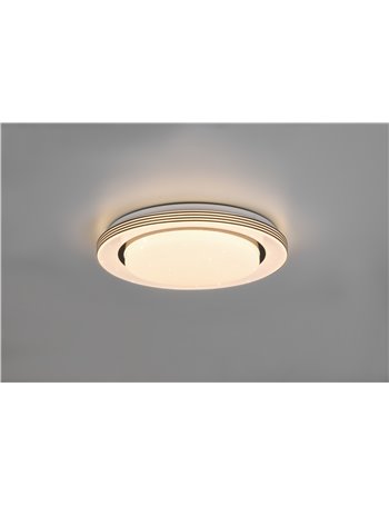 Atria plafoniera led bordo nero con telecomando multifunzione con diffusore effetto cielo stellato d.38cm