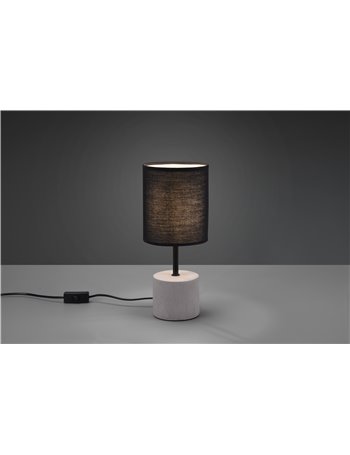 Ben lampada da tavolo base cemento grigio con paralume nero h. 35cm