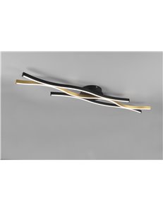 Blaze plafoniera led ondulata metallo ottone e nero con regolazione intensita' e temperatura di colore della luce con interrutto 2