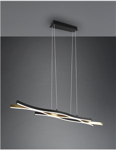 Blaze sospensione led ondulata metallo ottone e nero con regolazione intensita' e temperatura di colore della luce con interrutt 2