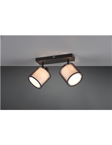 Burton barra 2 spots orientabili metallo nero paralume bianco e diffusore esterno traforato nero l. 33cm 2