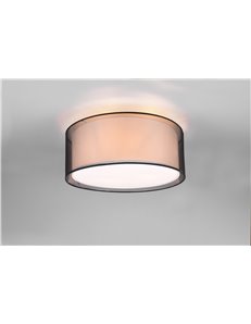 Burton plafoniera metallo nero paralume bianco e diffusore esterno traforato nero d. 50cm 2