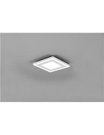 Carus plafoniera led quadrata bordo bianco doppio interruttore per accensioni separate 20cm x 20cm