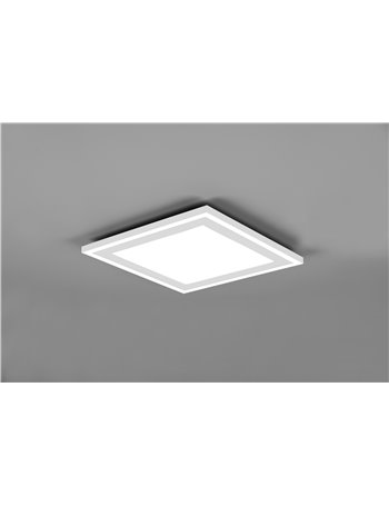 Carus plafoniera led quadrata bordo bianco doppio interruttore per accensioni separate 33cm x 33cm