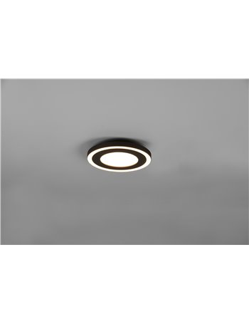 Carus plafoniera led rotonda bordo nero doppio interruttore per accensioni separate d. 20cm