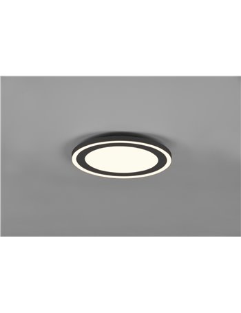 Carus plafoniera led rotonda bordo nero doppio interruttore per accensioni separate d. 33cm