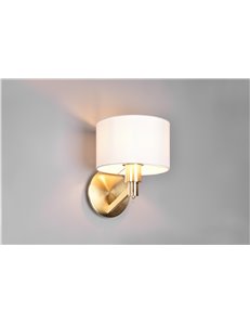 Cassio applique metallo ottone con paralume bianco ed interruttore h. 27,9cm