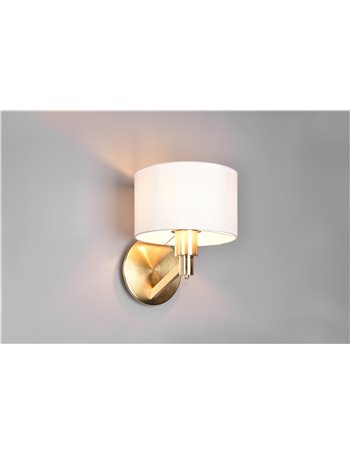 Cassio applique metallo ottone con paralume bianco ed interruttore h. 27,9cm