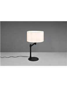 Cassio lampada da tavolo metallo nero con paralume bianco h. 48cm 2