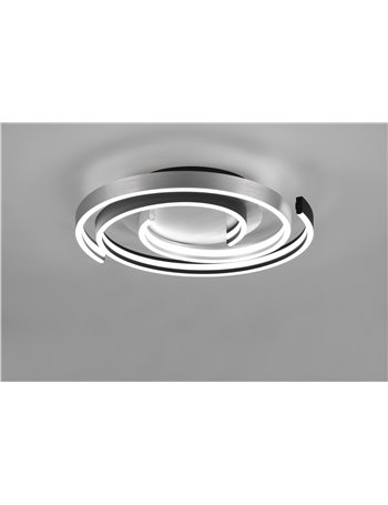 Caya plafoniera led spirale metallo alluminio e nero con regolazione intensita' e temperatura di colore della luce con interrutt