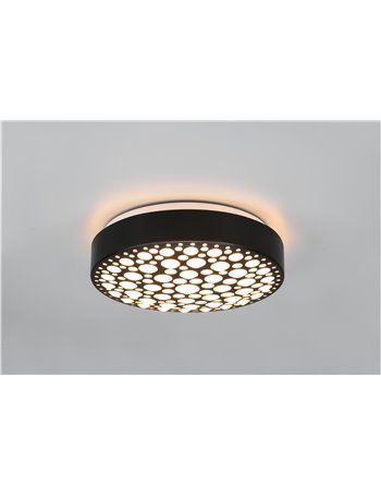Chizu plafoniera led rotonda nera effetto cerchi d. 28cm