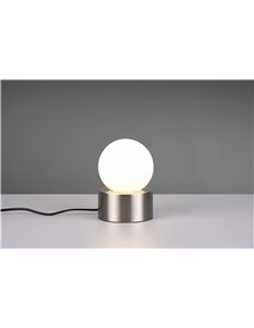 Countess lampada da tavolo base in metallo acciaio con vetro bianco accensione touch h. 17cm