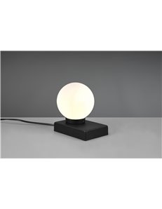 Davi ii lampada da tavolo acciaio sfera vetro bianco  h.15
