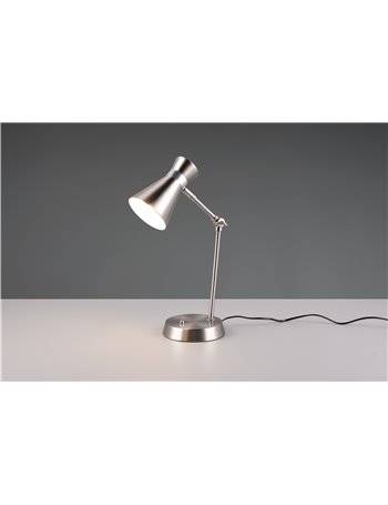 Enzo lampada da tavolo diffusore doppio cono metallo acciaio satinato h. 50cm