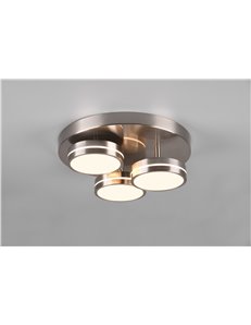 Franklin plafoniera led 3 diffusori circolari acciaio regolazione intensita' con interruttore a parete d. 35cm