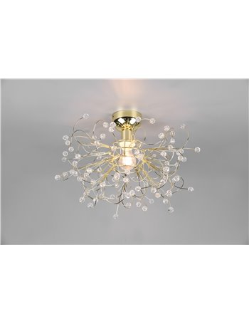 Gloria plafoniera fili metallo oro con gemme effetto cristallo d. 52cm