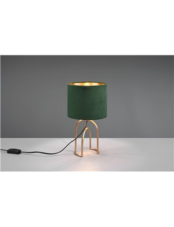 Grace lampada da tavolo metallo oro con paralume velluto verde e oro h. 34cm