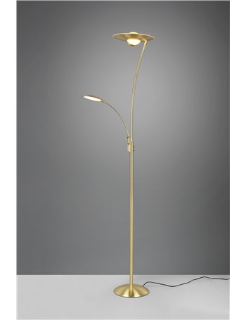 Granby piantana led metallo ottone con luce da lettura con interruttori touch separati regolazione intensita' e temperatura di c