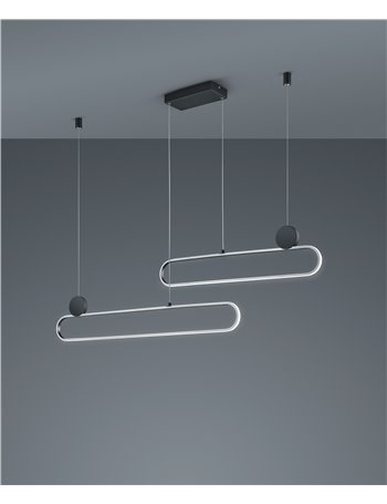 Grant sospensione led metallo alluminio e nero con regolazione intensita' e temperatura di colore della luce con interruttore l.
