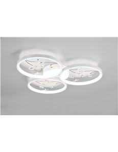 Groovy plafoniera led 3 cerchi con decori gemme trasparenti bianca con funzione di regolazione intensita' con normale interrutto 2