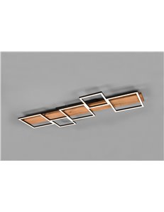 Harper sospensione led legno naturale e metallo nero 5 quadrati con regolazione intensita' con normale interruttore a parete l.