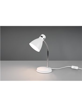 Harvey lampada da studio da tavolo metallo bianco e cromato flessibile h. 33cm