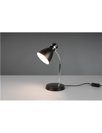 Harvey lampada da studio da tavolo metallo nero e cromato flessibile h. 33cm