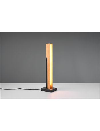 Kerala lampada da tavolo led legno naturale e metallo nero dimmerabile con touch dimmer h. 50cm
