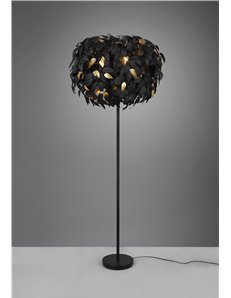 Leavy piantana base metallo nero con foglie lavabili nero e oro h. 180cm 2