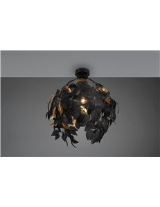 Leavy plafoniera foglie lavabili nero e oro d. 38cm