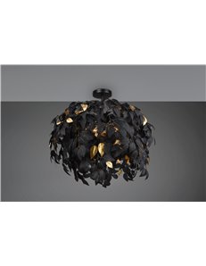 Leavy plafoniera foglie lavabili nero e oro d. 70cm