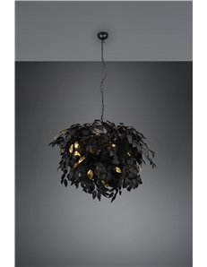 Leavy sospensione grande foglie lavabili nero e oro d. 70cm 2