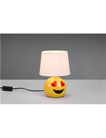 Loveley lampada da tavolo in ceramica smile cuoricini con paralume bianco h. 26cm