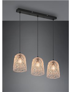 Lovis sospensione 3 diffusori in rattan naturale l. 76cm 2