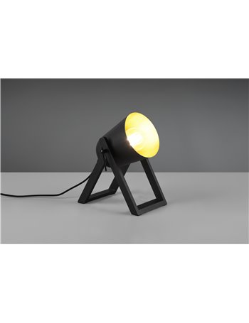 Marc lampada da tavolo con piedi di legno diffusore metallo nero e oro h. 21cm