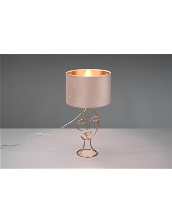 Mary lampada da tavolo metallo oro con paralume velluto beige e oro h. 45,5cm