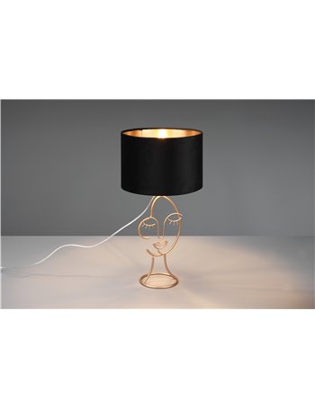 Mary lampada da tavolo metallo oro con paralume velluto nero e oro h. 45,5cm