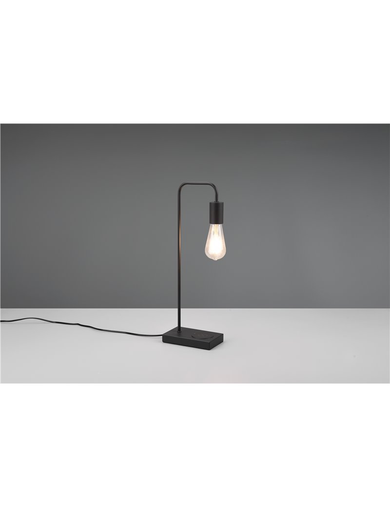 Trio Lighting Milla lampada da tavolo nera con base x ricarica induttiva  cellulare con interruttore touch h. 51cm R59090132 4017