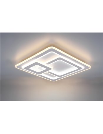 Mita plafoniera led bianca quadrati 3d con telecomando multifunzione regolazione intesita' e temperatura di colore l. 52cm 